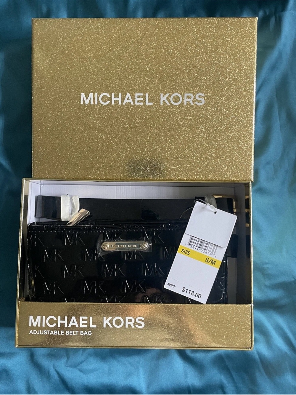 MK Black Patent Leather Belt Bag with Gold Accent JetSet/Travel/Work/Casual